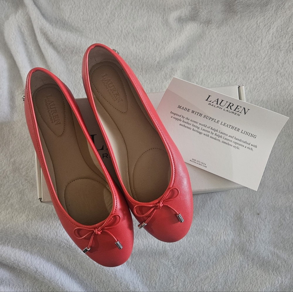Ralph Lauren Red Leather Flats